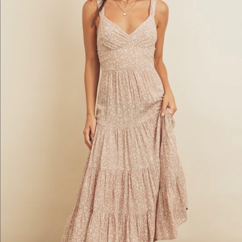 NWT Blush Floral Tie-Back Midi Dress - Picture 4 of 6
